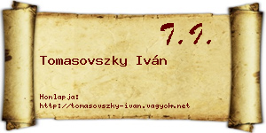 Tomasovszky Iván névjegykártya